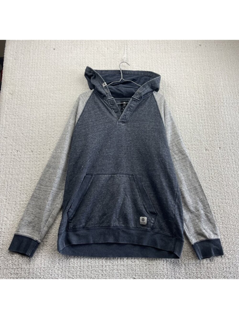Y2K Element Skateboards Henley Hoodie Mens XL Heather Gray Pockets Logo